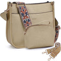 HKCLUF Crossbody Bag Purse for Women 2PCS/Set Leather Hobo Handbag Wallet Set With 2Adjustable Guitar Strap Shoulder Bag | Purse - color: A24-light Gold