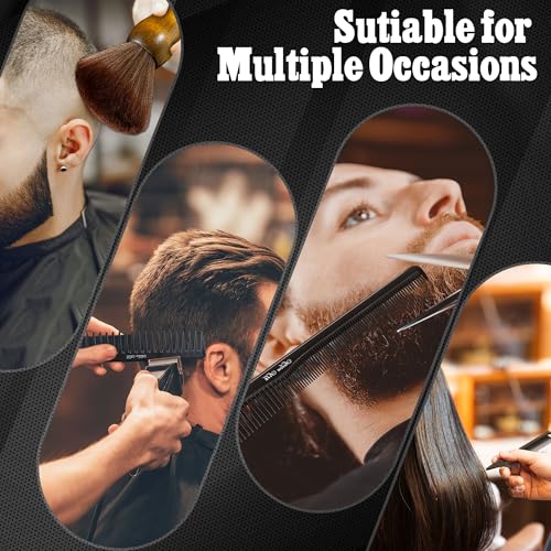 SALONSILK 13PCS Hair Cutting Shaving Brush and Comb Set, Professional Barber Combs for Hair Stylist, Premium Grade Barber Brush Neck Duster, Fading Comb Barber Clipper Comb - color: Hair Dressing Brown