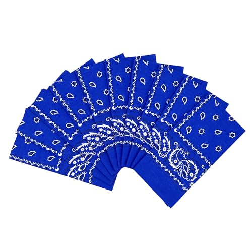 Vamqor 100% Cotton 10 Pack Fine Bandanas - color: Royal Blue