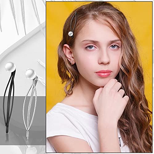 10 Pieces Geometric Metal Hair Clips and Barrettes for Women - Hair Styling Pins, Minimalist Decorative Wedding Accessories, Dainty Headwear (Silver, Black) - color: Silver, Black