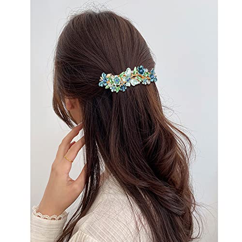 inSowni 4 Pack Luxury Glitter Sparkly Jeweled Gems Crystals Rhinestones Retro Vintage Butterfly Metal French Barrettes Alligator Snap Hair Clips Pins Headpieces Accessories for Women Girls - color: Blue,Champagne,Gold,Pink,Purple