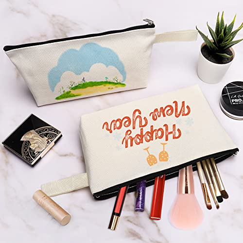 10 Pieces Cotton Canvas Makeup Bag with Bottom, Multi-Purpose Cosmetic Bag with Zipper Travel Toiletry Pouch, Blank DIY Craft Bag Pencil Bag (M, White), MN-WB07 - color: White, size: M