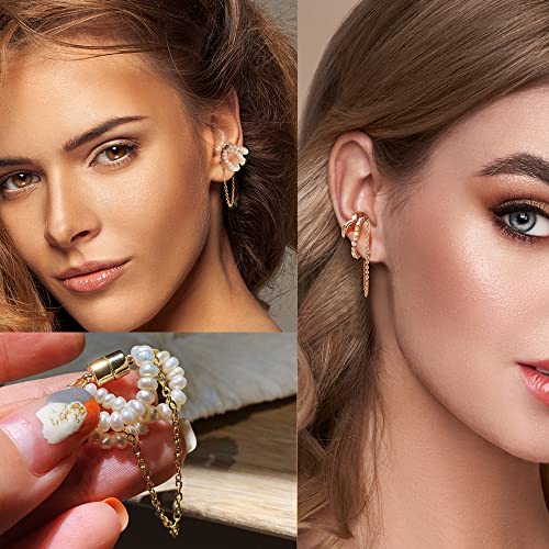 35 PCS Gold Silver Adjustable Ear Cuffs Earrings for Women Non-Piercing Cartilage Clip on Earrings Wrap Ear Jewelry Set,Punk Snake Butterfly Claw Stud Earrings for Women Gift - color: Gold