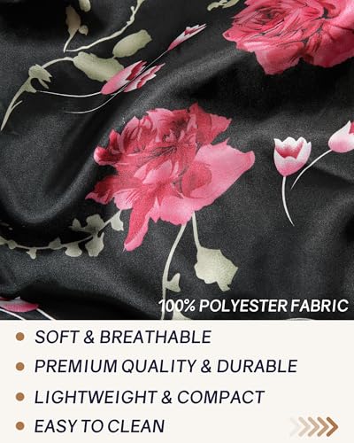AWAYTR Long Satin Bonnet for Braids - Elastic Silk Hair Bonnets for Sleeping Night Cap Stretchy Tie Band for Women（Flower C） - color: Flower C