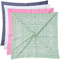 Mochabao 100% Cotton 27" x 27" Large Bandanas for Men & Women, Multi-Purpose Bandana Headbands, Square Head Scarf - color: White/Gray/Pink/Sage Green