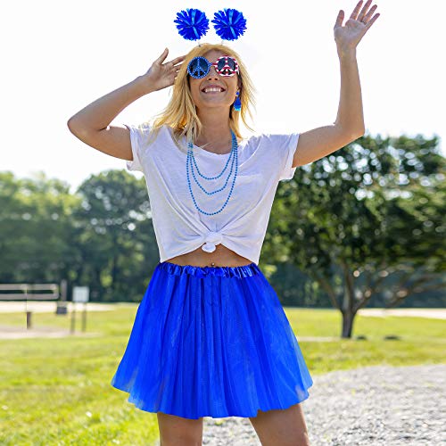 Hicarer 6 Pcs 4th of July Tutu Set Women Red White and Blue Accessories 250th Tutu Patriotic Costume Independence Day Favors - color: Blue