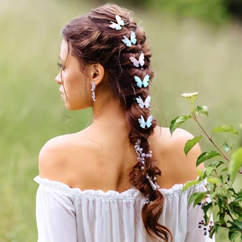 20Pcs Moving Glitter Hair Clips, Fairy Hair Accessories for Women and Teens, Colorful 90s Clips (Blue) - color: Blue