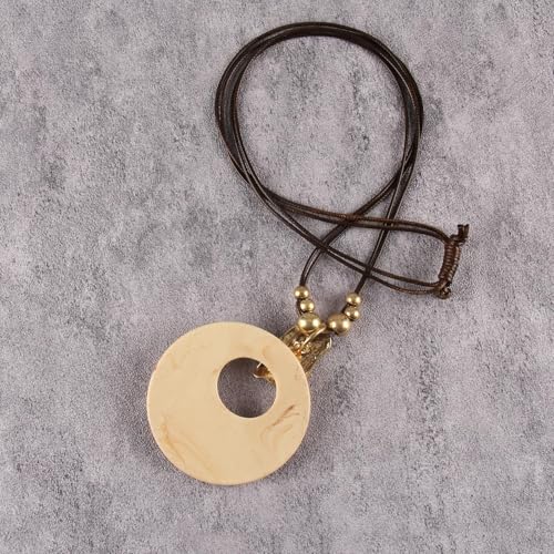 GelConnie Long Necklaces for Women Boho Large Pendant Necklace Casual Bohemian Brown Leather Choker Sweater Circle Statement Stone Necklace - style: Gold White Turquoise Necklace