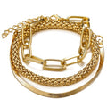 Alegend Titanium Steel (Not Rust, Resist Corruption, Easily Clean) 18K Gold Plated Single Bracelets + 14K Gold Plated Stackable Multilayer Bracelets - style: 14KGold + 3PCS