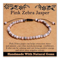 468Handmade Adjustable Natural Gemstone Crystal Bracelet Healing Power Energy Inspirational Gifts with Card for Unisex - color: 07-Pink Zebra Jasper(Relax mood), size: 4mm