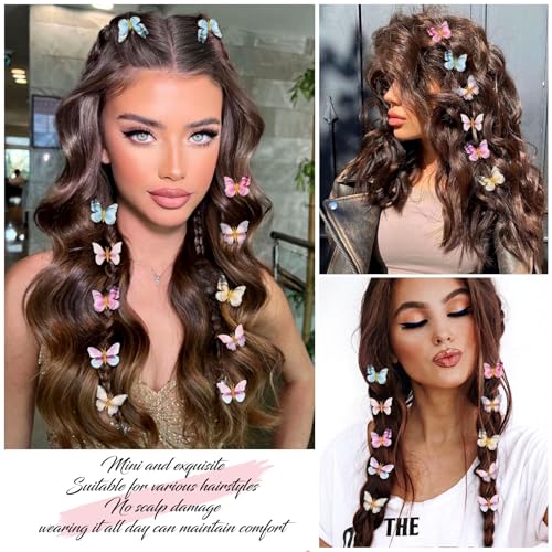 20Pcs Glitter Hair Clips for Kids - Moving Fairy Accessories for Women, Girls Colorful Hair Clips 90s (Brown) - color: Brown