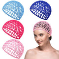 Geyoga 4 Pieces Mesh Crochet Hair Net Rayon Knit Snood Hat Thick Short Women Hairnet Snoods Cover Ornament for Sleeping (Royal Blue, Sky Blue, Rose Red,Pink) - color: Royal Blue, Sky Blue, Rose Red ,Pink