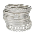 Gold Bangles for Women, 12 Pcs Boho Stackable Bracelets Multi Layer Textured Chunky Bracelets Jewelry Set for Women - color: Style E- 10 pcs silver