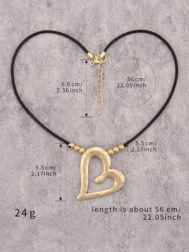 GelConnie Leather Necklaces Turquoise Long Boho Necklaces for Women Brown Chunky Circle Pendant Chocker Necklace Gold Sweater Necklace - style: Boho Leather Heart Necklace