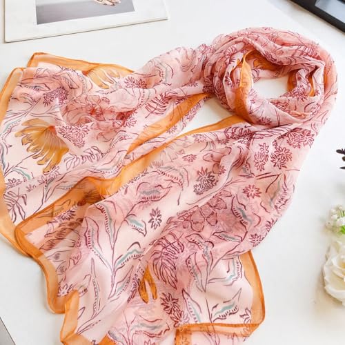 MINIDORA Lightweight Scarves for Women Elegant Floral Pattern Scarf Shawls Sunscreen Head Shawls - color: Style 13-pink