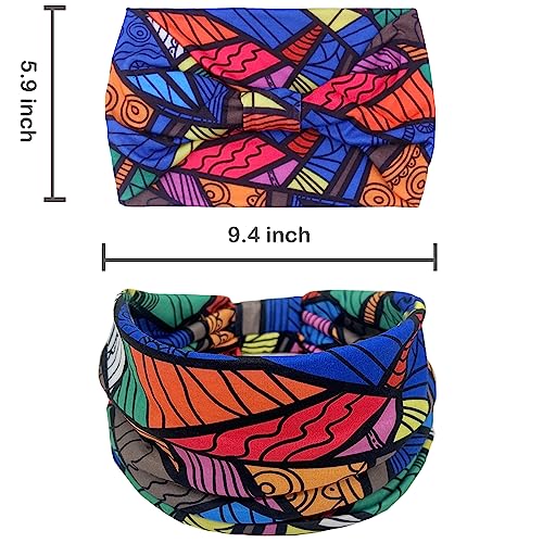 IVARYSS Wide Headbands for Women, Knotted Head Wraps Turbans, Large African Style Head Bands Hair Accessories, 6 Pack (African) - color: African