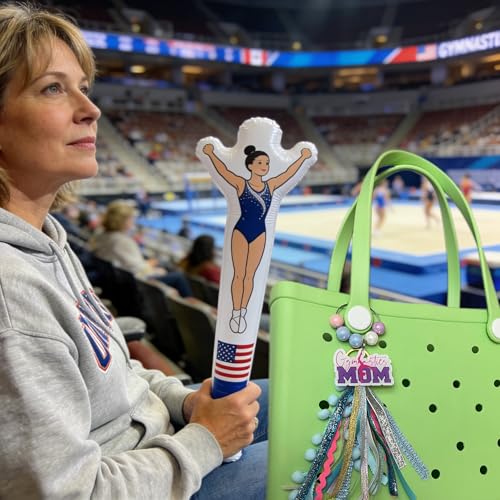 Baseball Softball Soccer Football Volleyball Sports Mom Charms for Bogg Bag Accessories Tassel Backpack Gifts - style: Gymnastics Mom