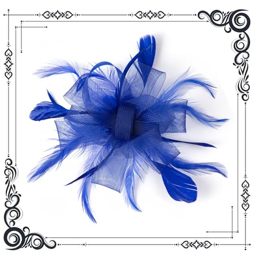 dressfan Womens Fascinator Hat Headpiece 20s Vintage Wedding Hair Accessories for Derby/Wedding/Cocktail/Tea Party - color: Royal Blue