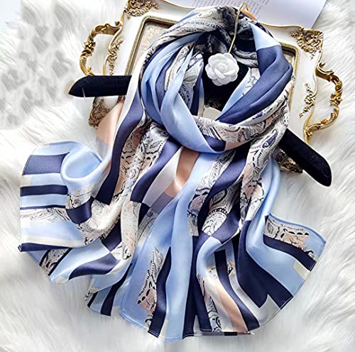 ANDANTINO 100% Silk Long Scarf-Women Large Oblong Shawls with Gift Packed - color: Light Blue