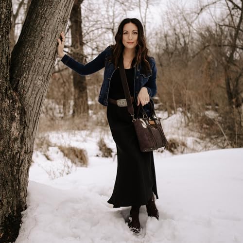 Montana West Western Cowhide Crossbody Bag for Women Designer Leather Tassel Top Handle Handbags - color: Black