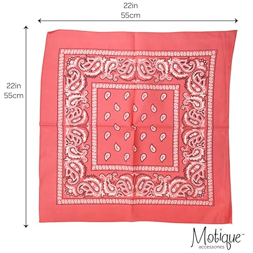 Motique Accessories 22 Inch Cotton Paisley Bandana - color: Coral