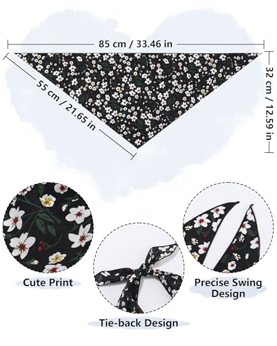 AWAYTR 3Pcs Hair Bandanas Head Kerchief for Women Girls Tie-Back Boho Hair Scarf Headband Bandana Triangle Head Scarf - color: Flower - Black + White + Pink