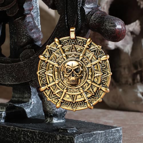 2PCS Pirate Coin Necklace,Pirate Skull Necklace for Kids,Halloween Costume Accessories for Pirate Party Cosplay