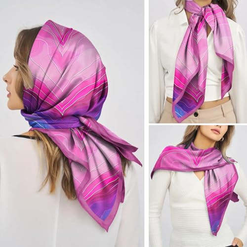 Scarf Silk Feeling Square Satin Head Hair Scarf Wrap 27.5 Inches Headwear Aesthetic Cute Decoration Women Girls - color: V-23-pink