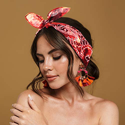 Syhood 24 Pcs Cotton Tie Dye Bandanas Bulk Paisley Bandanas Cowboy Headwrap Scarf Halloween Hiphop Handkerchief for Men Women