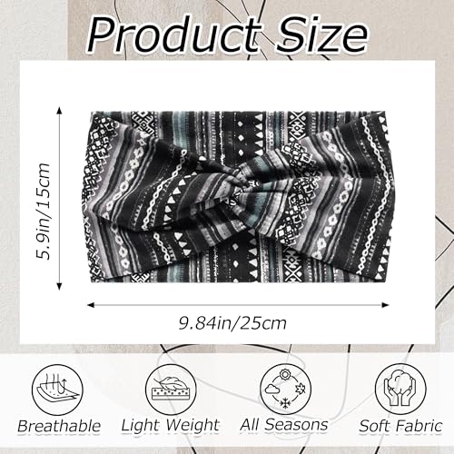 4 Pack Wide Headbands for Women Boho Turban Headbands Elastic Non Slip Hair Bands Yoga Striped Headwraps Hair Bandana Accessories - color: Multicolor-4