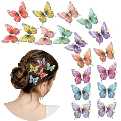 18Pcs Butterfly Hair Clips Crystal Moving Rainbow Glitter Clips Fairy Accessories for Women Hair Accessories for Teens Colorful Hair Clips - color: Crystal
