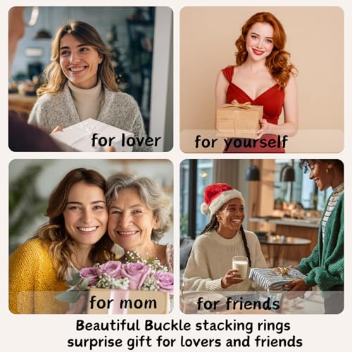 Statement Rings for Women, 18k Gold Plated Stackable Cubic Zirconia Rings, Silver Gold Multi Ring Mixed Metals Stackable Ring Set for Women Non Tarnish - size: 7