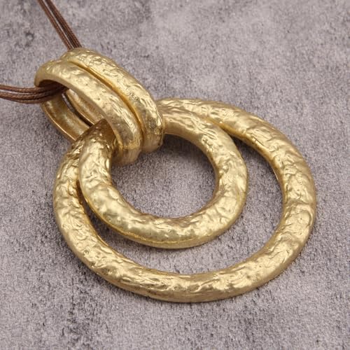 Bohemian Necklaces for Women Long Leather Necklace with Large Pendant Chunky Boho Hippie Jewelry Pendant Chocker Necklace - style: Boho Gold Necklace