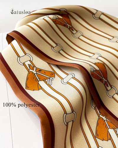 Purse Scarf For Handbags Head Scarves For Women's Hair Bags Scarfs Long Skinny Scarves Fashion Silky - color: A19-brown Saddle