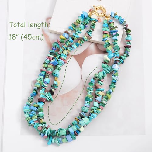 CANEVINKA Bohemian Beaded Choker Necklace 18K Gold Plated Bead Pendant Necklace Vintage Handmade Jewelry for Women - style: green stone