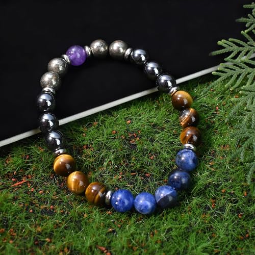 Strong Healing Crystal Bracelet 8MM Genuine Stone Bracelet Lucky Beaded Bracelet Chakra Bracelet 6.5 inch Positive Energy Inspirational Gifts for Women Mom - style: Focus Willpower