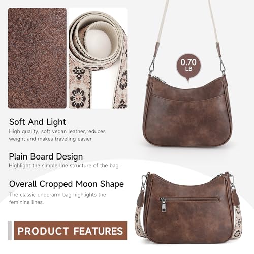 APHISON Trendy Leather Crossbody Purse with Adjustable Strap, Women's Shoulder Handbag - color: 04-coffee