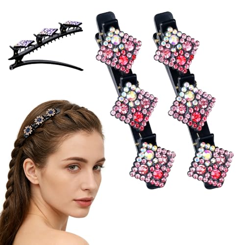 Sparkling Crystal Stone Braided Hair Clips, 2026 New Rhinestone Hair Clips Hair Braid Clips, Girls/Women Hair Accessories for Styling Sectioning (11#) - color: 11#