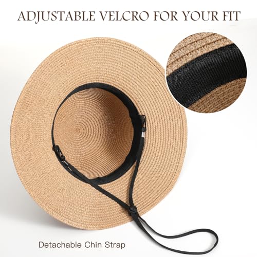 Beach Hats for Women, Sun Straw Hat for Women, UPF 50+ UV Sun Protection Sun Hat Womens, Foldable Floppy Sun Hat - color: G-khaki