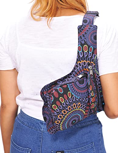 The Collection Royal Handmade Festival Waistpack Boho Hippie Waist Bag Hip Bum Running Belt Fanny Pack Travel Utility Belt (Blk+Prpl) - color: Blk+Prpl