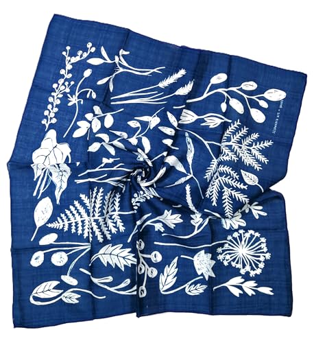 Shanlin Unisex Floral Cotton Square Scarf Bandanas 22x22 inch - color: Leafpatterns-blue