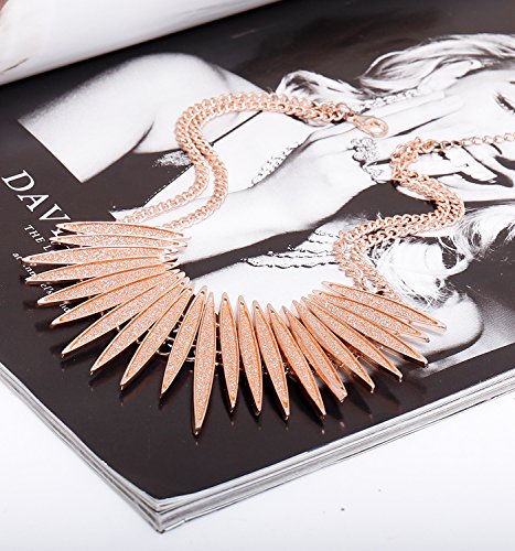 MOLOCH Sparkling Druzy Leaf Choker Necklace Fashion Gold-Tone Collar Necklace Bib Statement Chunky Tribal Necklace Woman Jewelry - color: rose gold