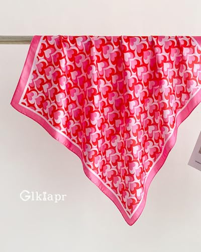 Satin Bandana Headscarf for Women Silky Hair Scarves for Fashion Lightweight - color: 25-pink Heart Shape