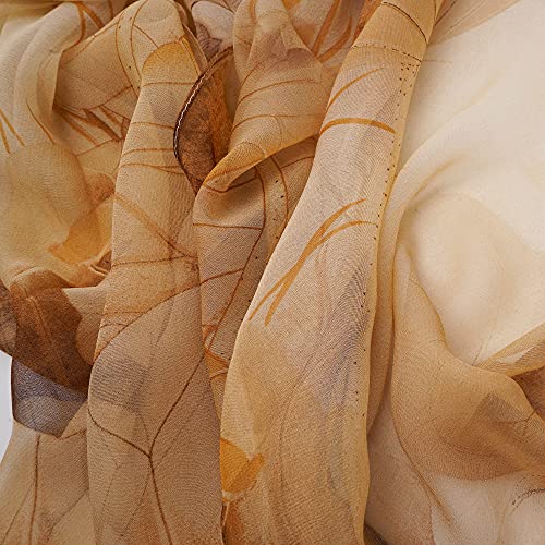 YOUR SMILE Ladies/Women's Lightweight Floral Print/Solid Color mixture Shawl Scarf For Spring Summer season - color: Khaki Flower