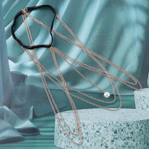 Boho Multilayer Thigh Chain Tassel Leg Chain Beach Bikini Body Chain Leg Chain Gold Pearl Thigh Chain Elastic Thigh Chain Accessories for Women