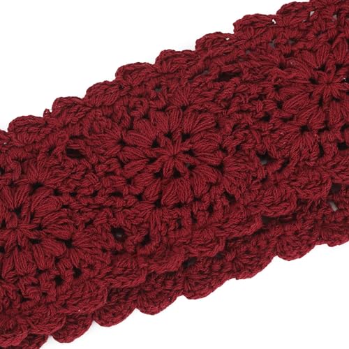 ZLYC Women Headband Handmade Crochet Knit Boho Flower Hair Bands (Crochet Burgundy) - color: Crochet Burgundy
