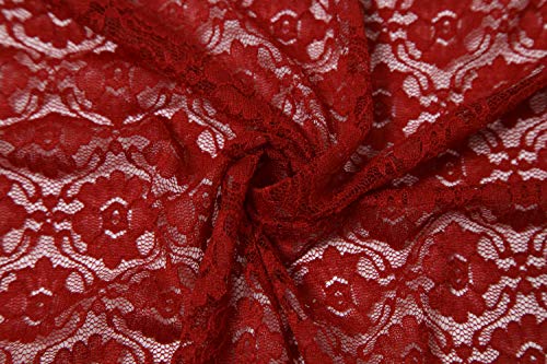 Cindy & Wendy Floral Embroidered Lace Triangle Scarf for Women - color: Red-8xh