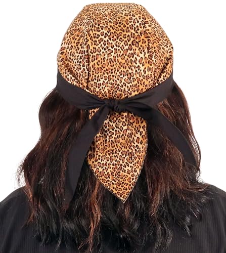 Sparkling EARTH - American Made Skull Caps Doo Rags Do Rag Durag Headwrap Head Wraps Skullies - Made in The USA! - color: Leopard Print With Black Band
