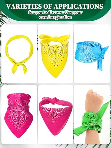 Unittype 48 Pieces Paisley Bandana Novelty Unisex Cowboy Headband Sports Bandannas Scarf Outdoor for Western Party Costume - color: Blue, Green, Yellow, Pink, style: Classic