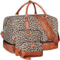 IBFUN Weekender Bags for Women, 21" Weekender Travel Bag, Travel Duffle Bag with Shoe Compartment Carry on Overnight Duffel Bag for Weekend Travel Business Trip, 3PCS - color: A4-Canvas-Leopard